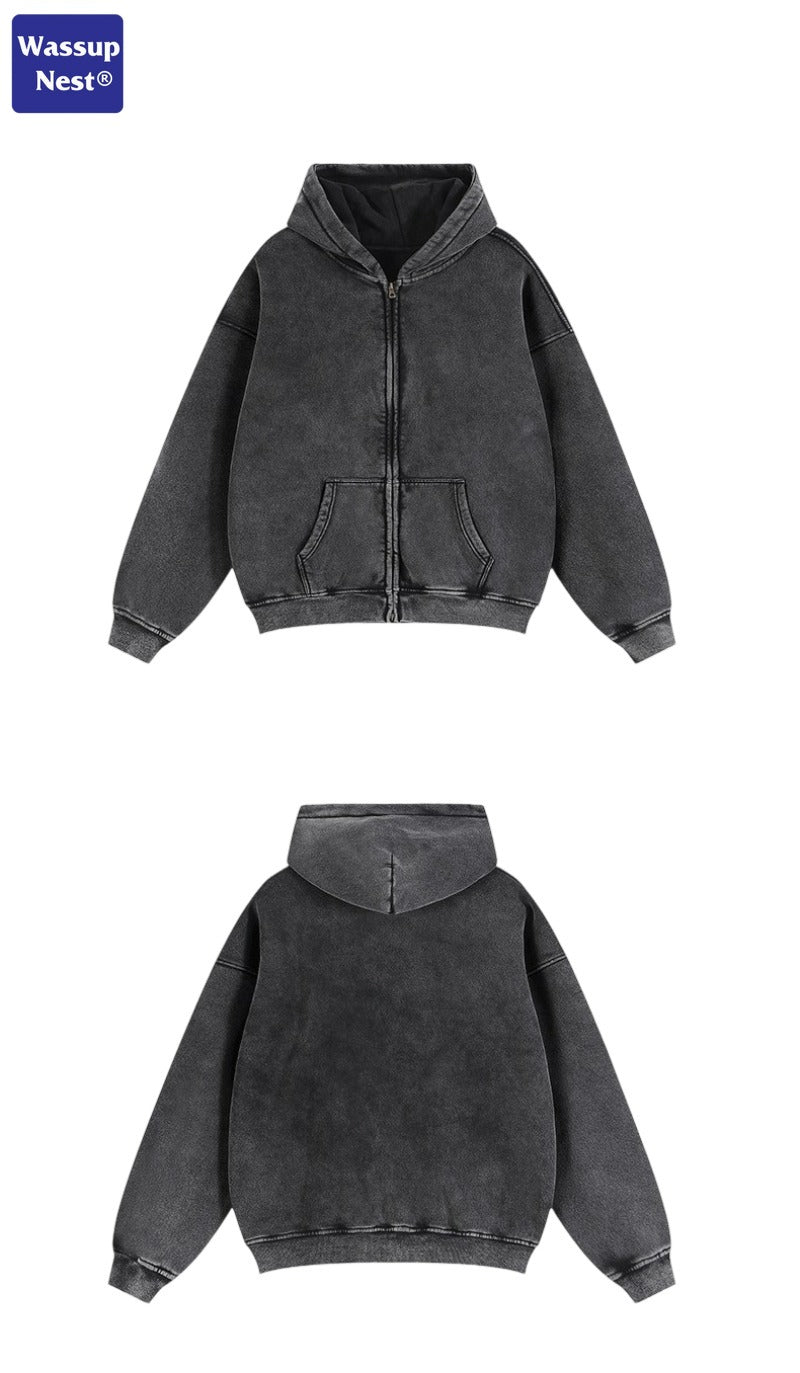 Vintage Washed Double Head Zip Hoodie WN105XJKFLMW-03