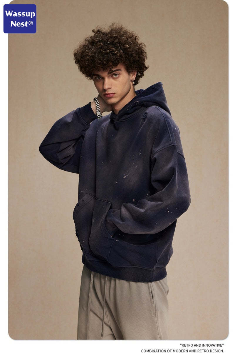 Washed Splattered Ink Ragged Vintage Hoodie WN104ARTIE2532