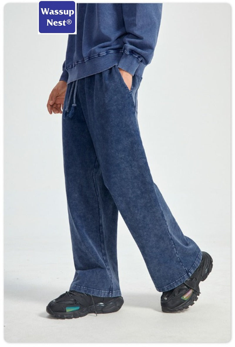 Loose Washed Straight Aged Fried Snowflake Heavyweight Sweatpants WN214WKL-09