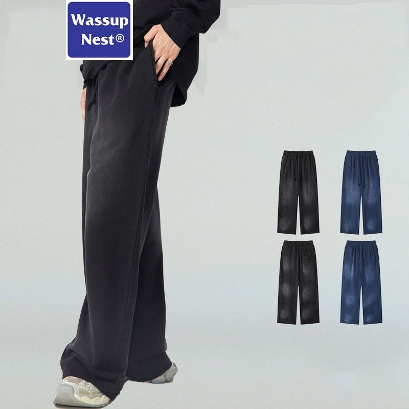 Straight Basic Washed Heavyweight Sprayed Sweatpants WN213WKL-10