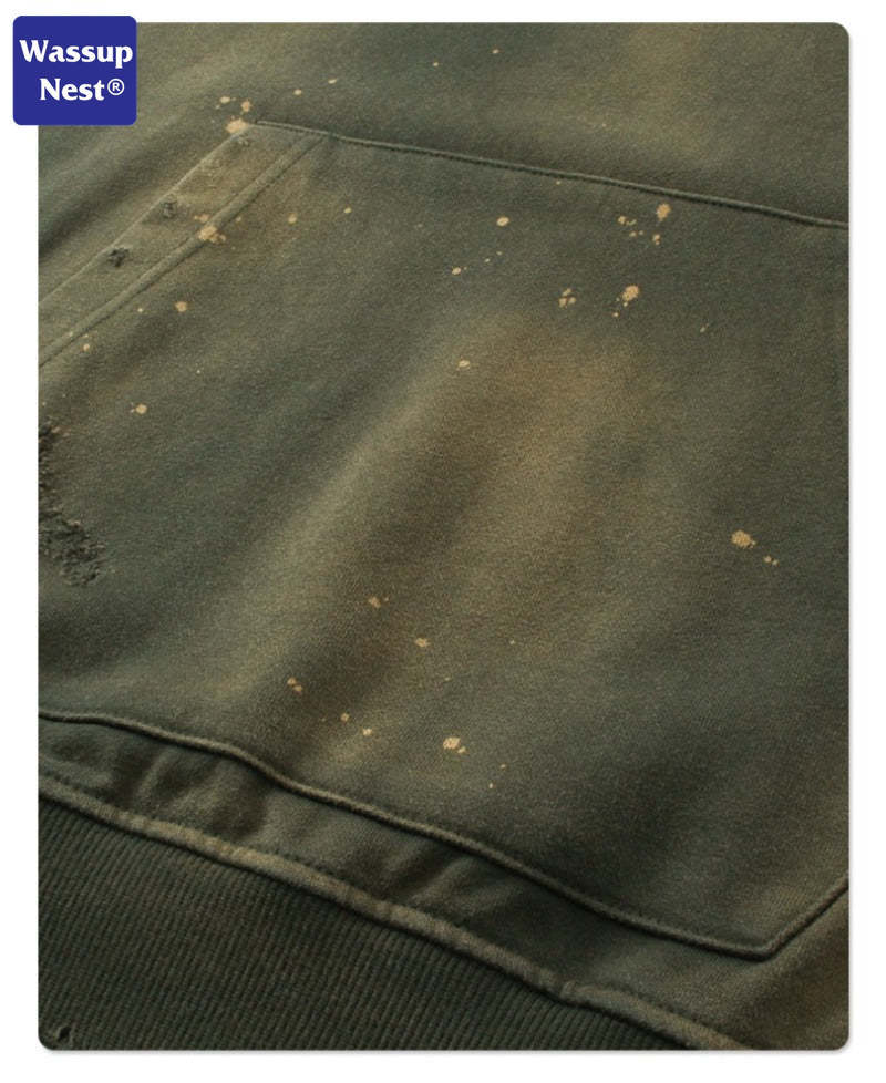 Washed Splattered Ink Ragged Vintage Hoodie WN104ARTIE2532
