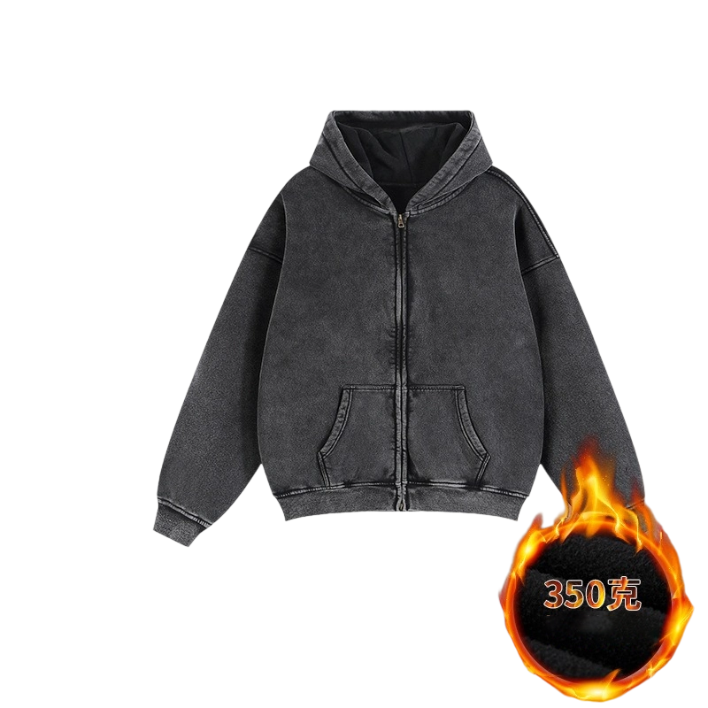 Vintage Washed Double Head Zip Hoodie WN105XJKFLMW-03