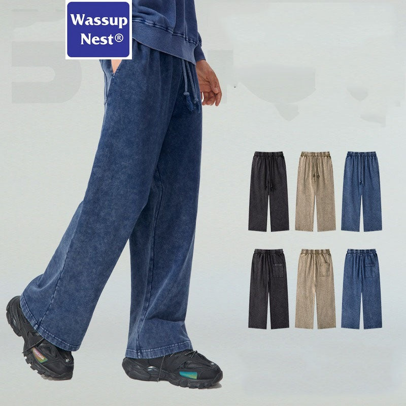 Loose Washed Straight Aged Fried Snowflake Heavyweight Sweatpants WN214WKL-09