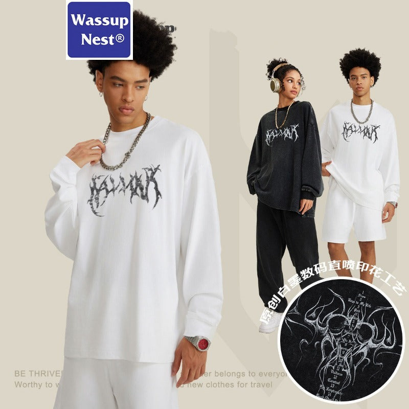 Loose Hand Painted Dirtyfit Graffiti Washed Long Sleeve T-shirt WN005BE5704