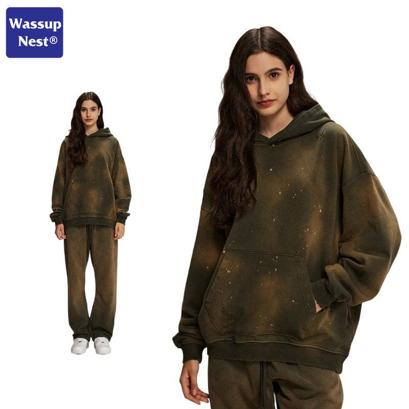 Washed Splattered Ink Ragged Vintage Hoodie WN104ARTIE2532