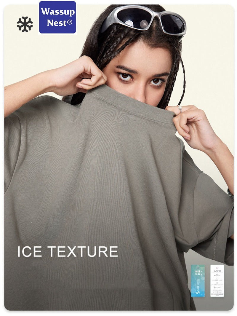 Ba Jia Loose-fitting Cool-feeling Fabric Solid Color Comfortable T-shirt WN004S1923