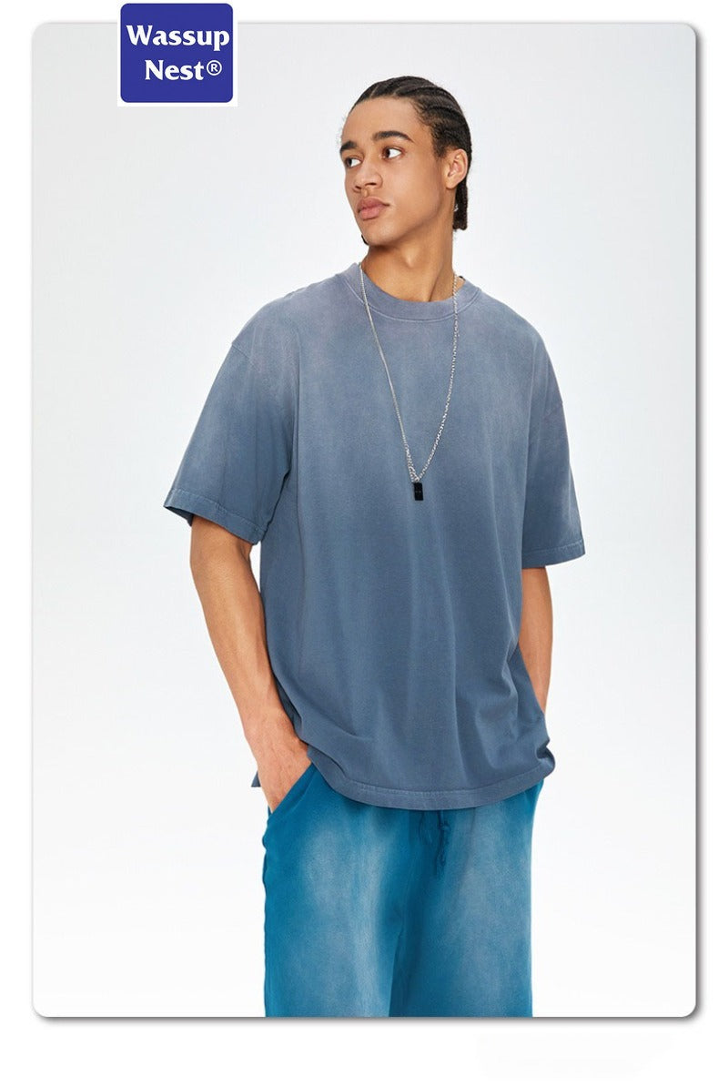 Oversize Heavyweight Washed Tie-Dye Cotton T-shirt WM204 WN002BLNCGX17