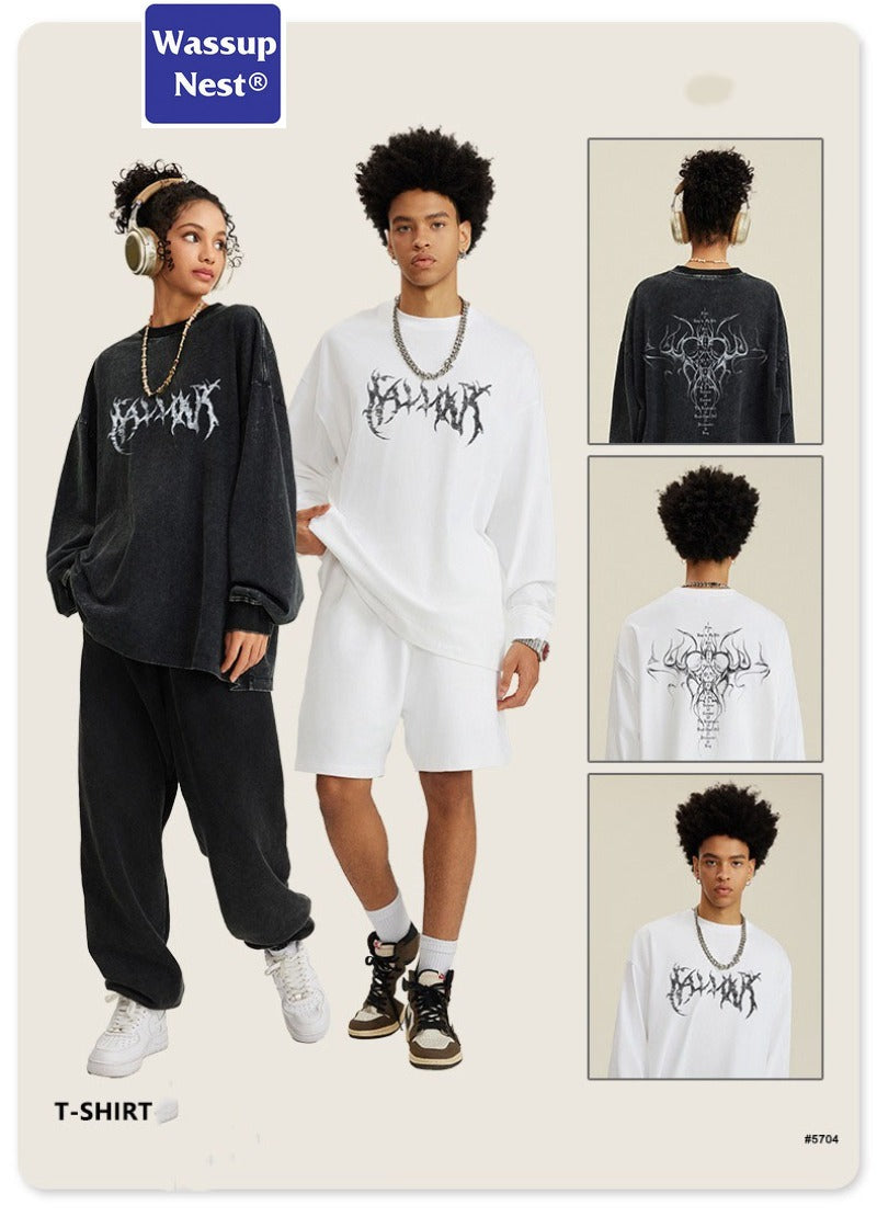 Loose Hand Painted Dirtyfit Graffiti Washed Long Sleeve T-shirt WN005BE5704