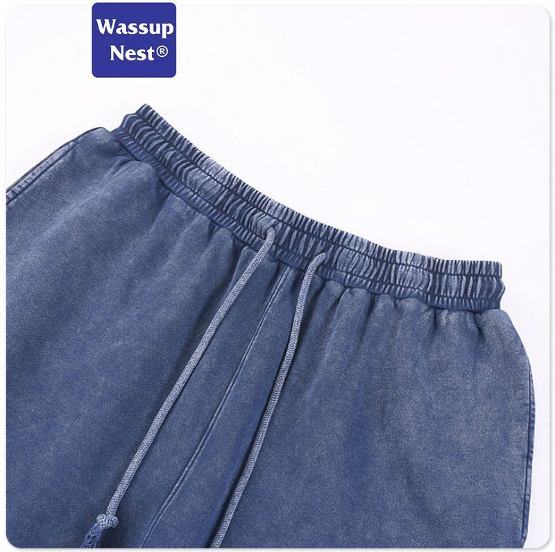 Loose Washed Straight Aged Fried Snowflake Heavyweight Sweatpants WN214WKL-09
