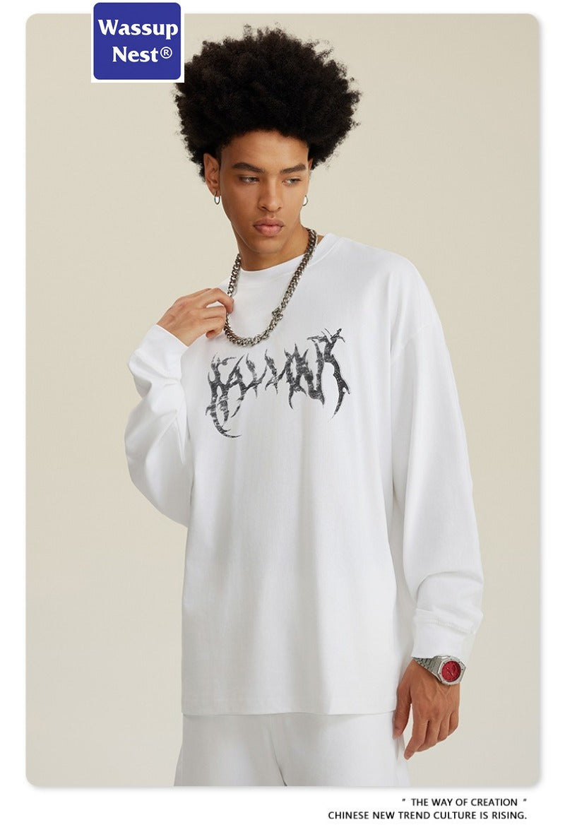 Loose Hand Painted Dirtyfit Graffiti Washed Long Sleeve T-shirt WN005BE5704