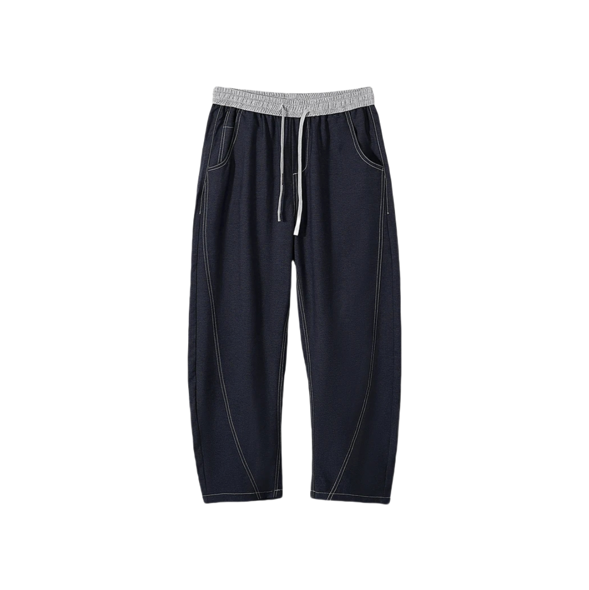 Scimitar-silhouette Two-piece Thin Clashing Waist Loose-fitting Casual Jeans WN224
