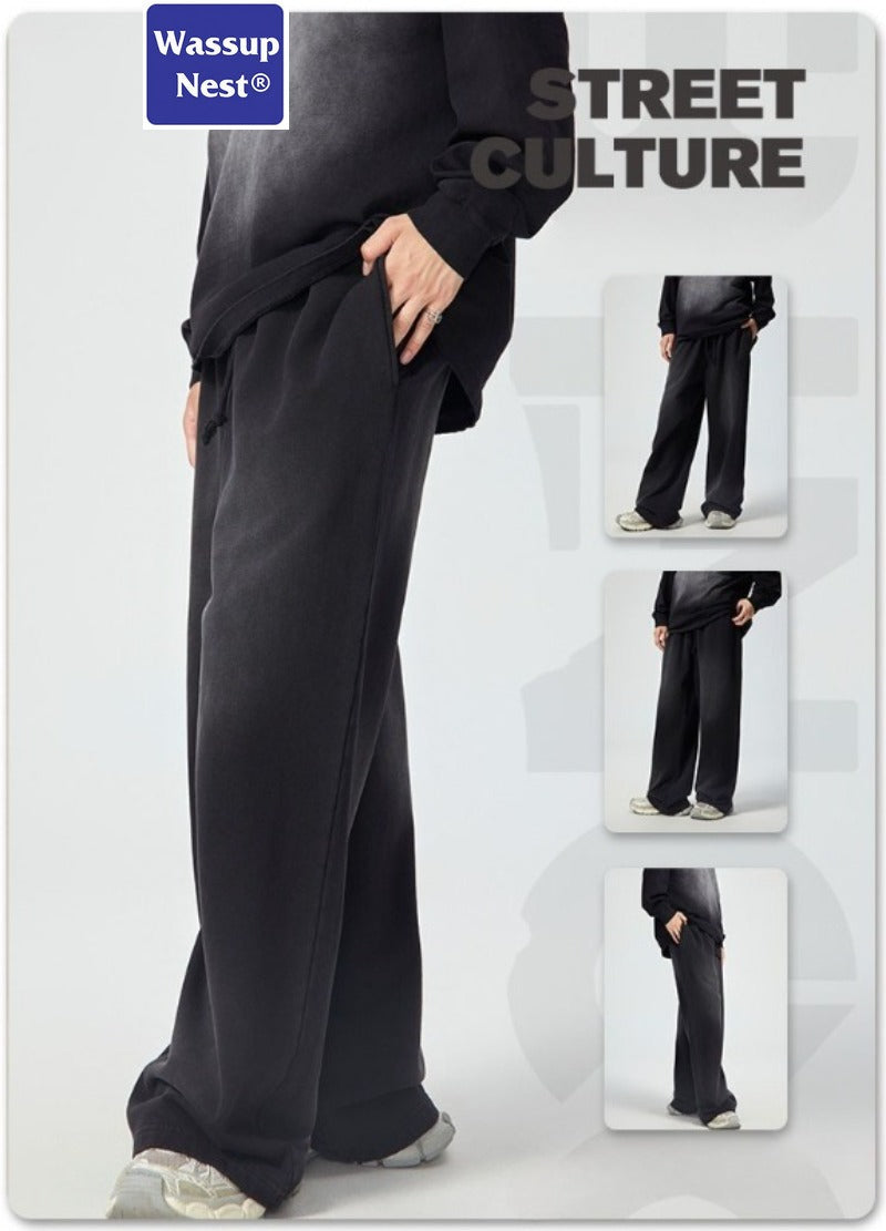 Straight Basic Washed Heavyweight Sprayed Sweatpants WN213WKL-10