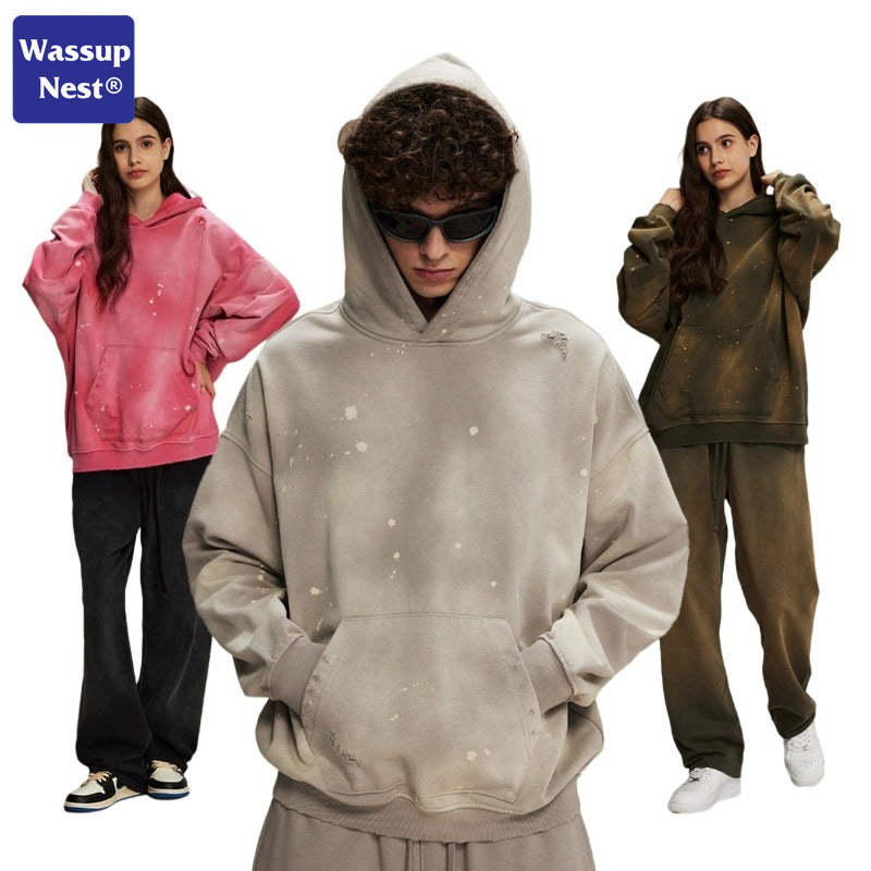 Washed Splattered Ink Ragged Vintage Hoodie WN104ARTIE2532