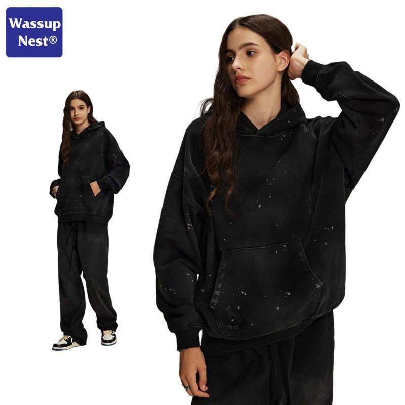Washed Splattered Ink Ragged Vintage Hoodie WN104ARTIE2532