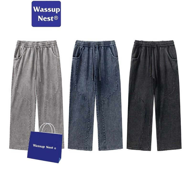 Vintage Washed Straight Denim Sweatpants WN206BE3278