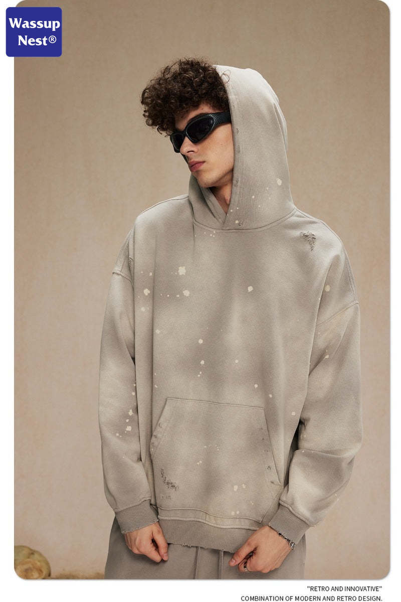 Washed Splattered Ink Ragged Vintage Hoodie WN104ARTIE2532