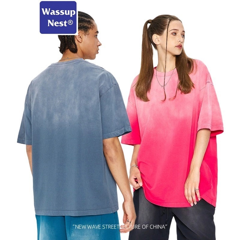 Oversize Heavyweight Washed Tie-Dye Cotton T-shirt WM204 WN002BLNCGX17