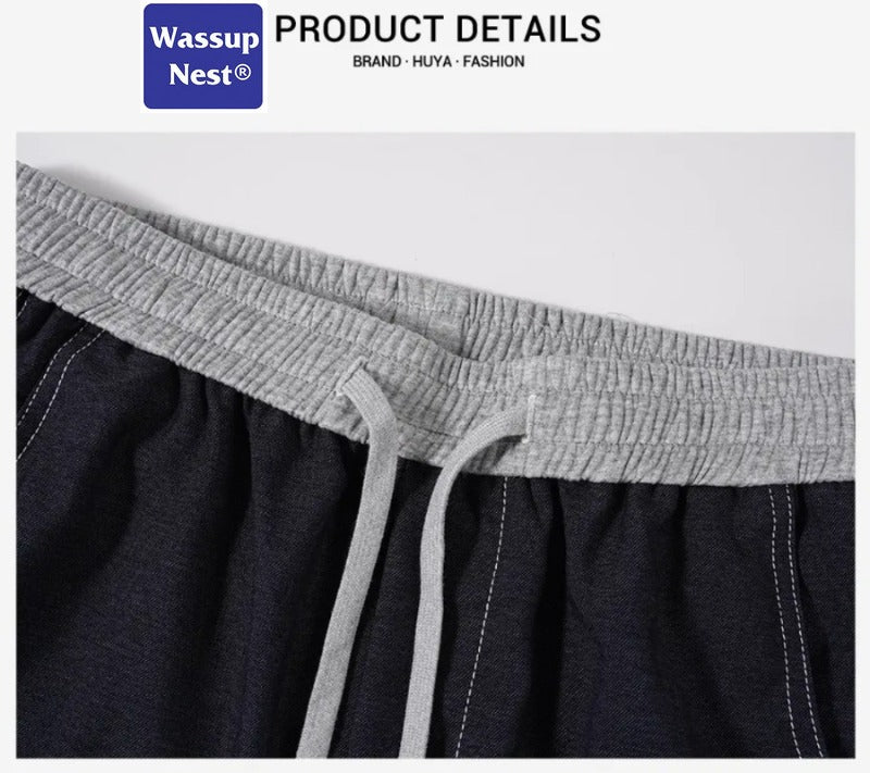 Scimitar-silhouette Two-piece Thin Clashing Waist Loose-fitting Casual Jeans WN224