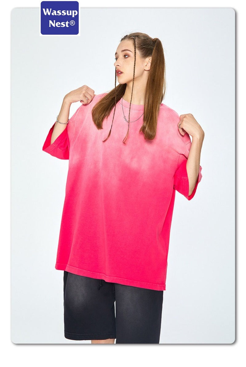 Oversize Heavyweight Washed Tie-Dye Cotton T-shirt WM204 WN002BLNCGX17