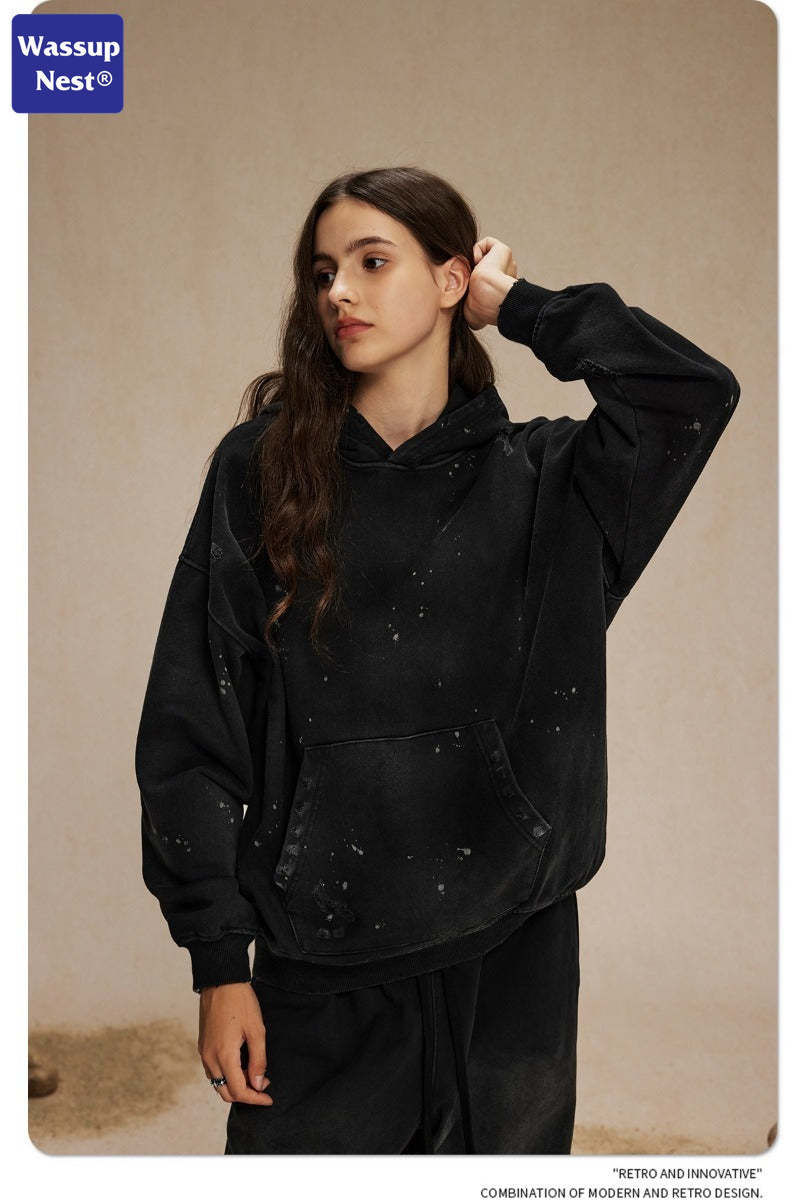 Washed Splattered Ink Ragged Vintage Hoodie WN104ARTIE2532