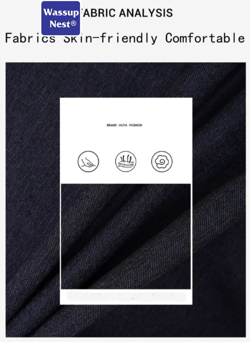Scimitar-silhouette Two-piece Thin Clashing Waist Loose-fitting Casual Jeans WN224