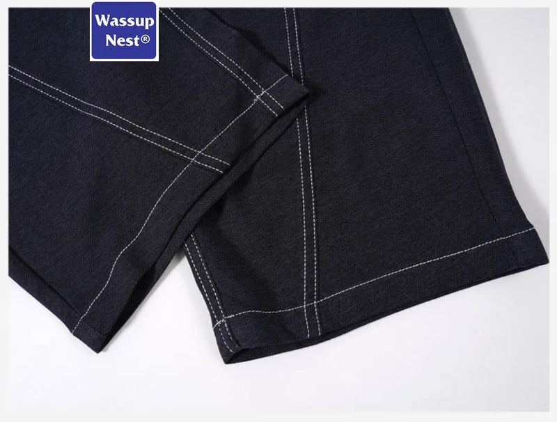 Scimitar-silhouette Two-piece Thin Clashing Waist Loose-fitting Casual Jeans WN224