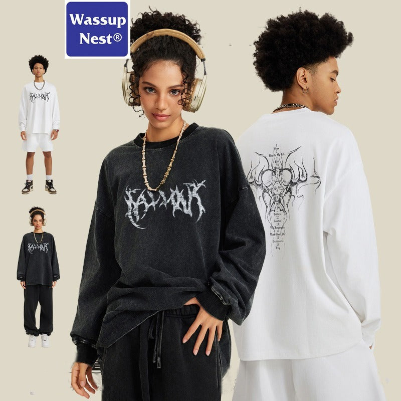 Loose Hand Painted Dirtyfit Graffiti Washed Long Sleeve T-shirt WN005BE5704
