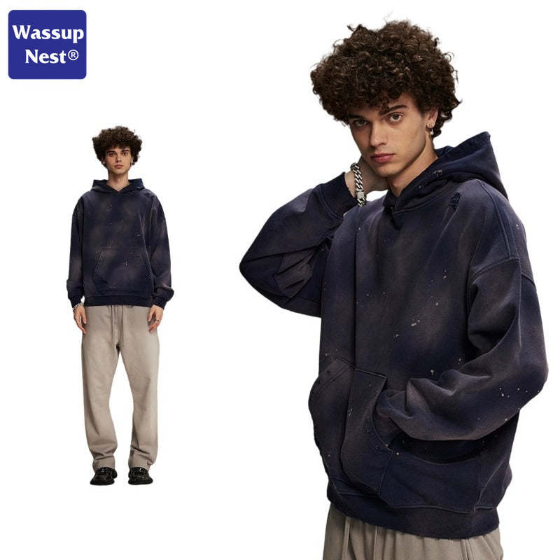 Washed Splattered Ink Ragged Vintage Hoodie WN104ARTIE2532