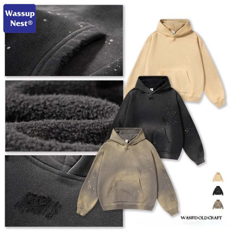 Washed splashed hoodies WN103BK23819