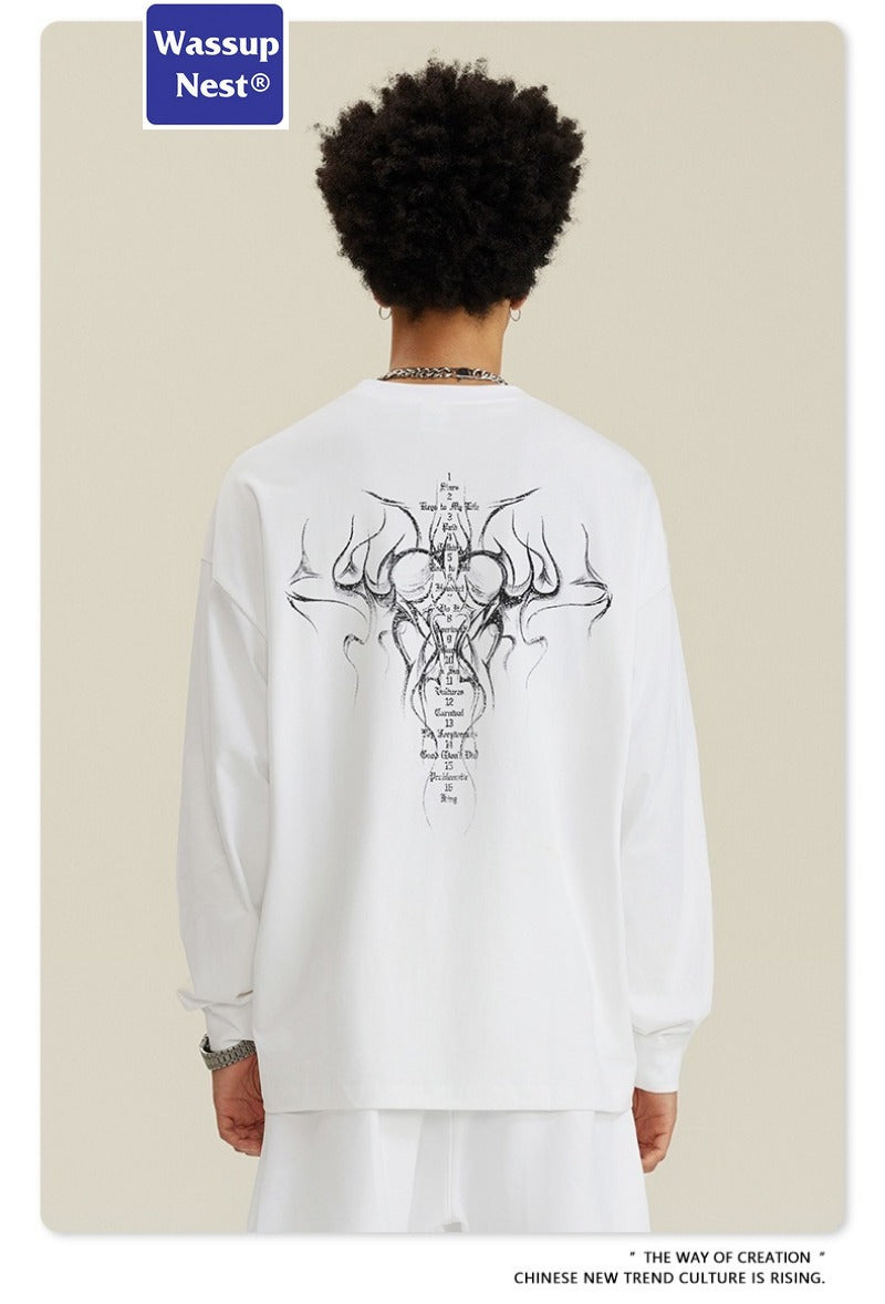 Loose Hand Painted Dirtyfit Graffiti Washed Long Sleeve T-shirt WN005BE5704