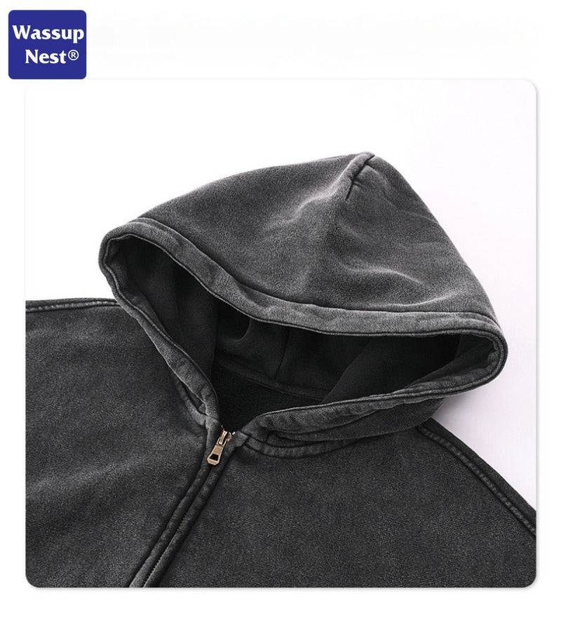 Vintage Washed Double Head Zip Hoodie WN105XJKFLMW-03