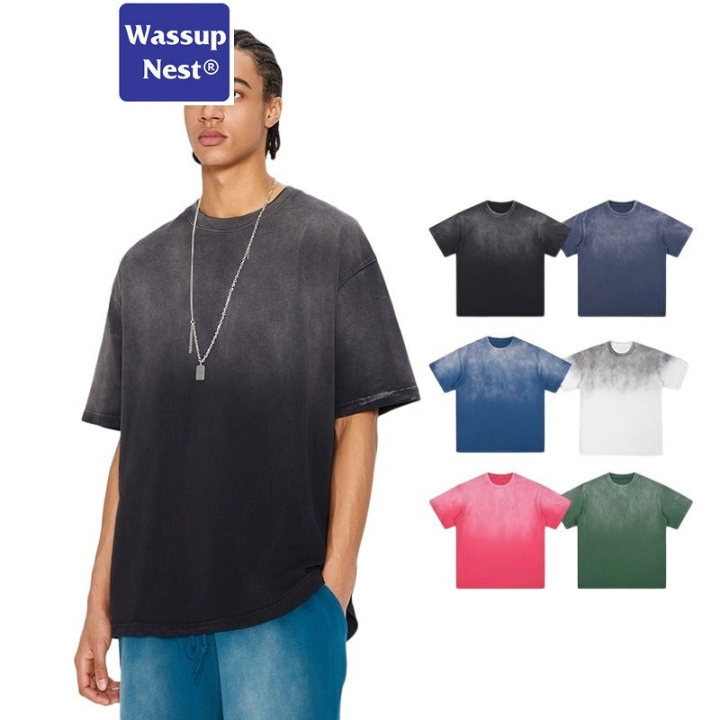 Oversize Heavyweight Washed Tie-Dye Cotton T-shirt WM204 WN002BLNCGX17