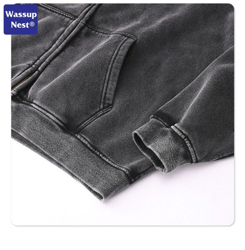 Vintage Washed Double Head Zip Hoodie WN105XJKFLMW-03