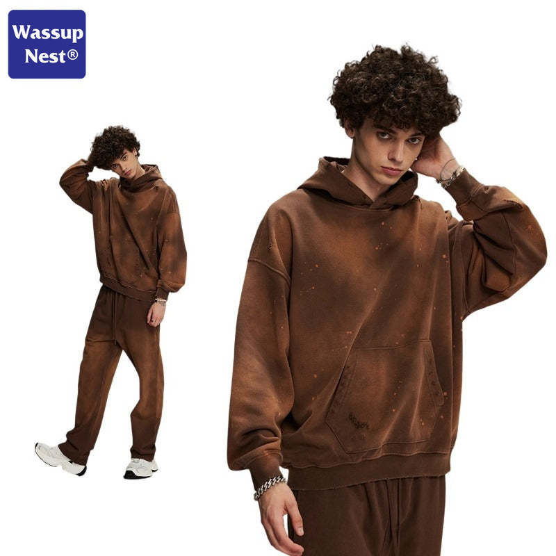 Washed Splattered Ink Ragged Vintage Hoodie WN104ARTIE2532
