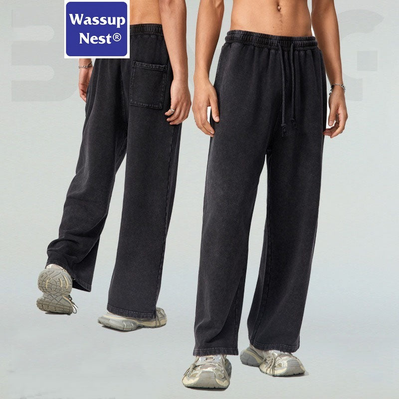 Loose Washed Straight Aged Fried Snowflake Heavyweight Sweatpants WN214WKL-09