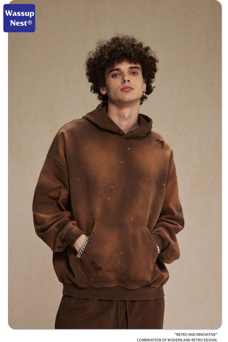 Washed Splattered Ink Ragged Vintage Hoodie WN104ARTIE2532