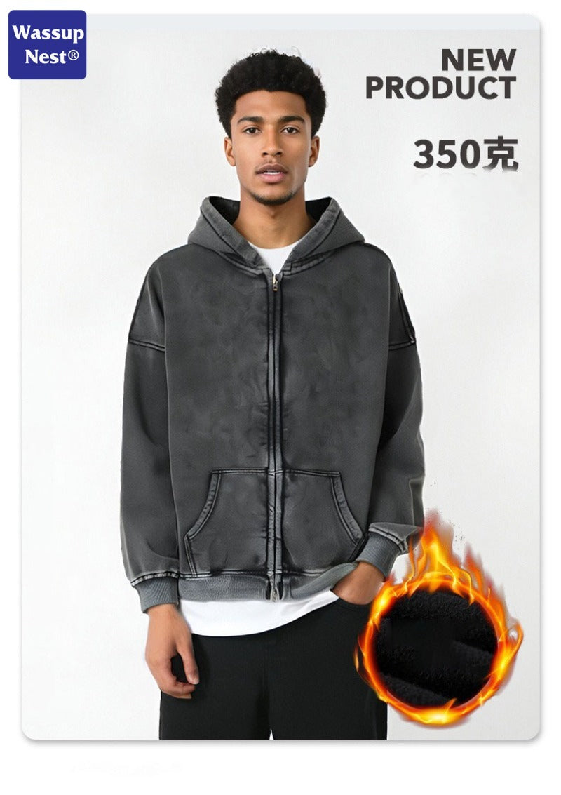 Vintage Washed Double Head Zip Hoodie WN105XJKFLMW-03