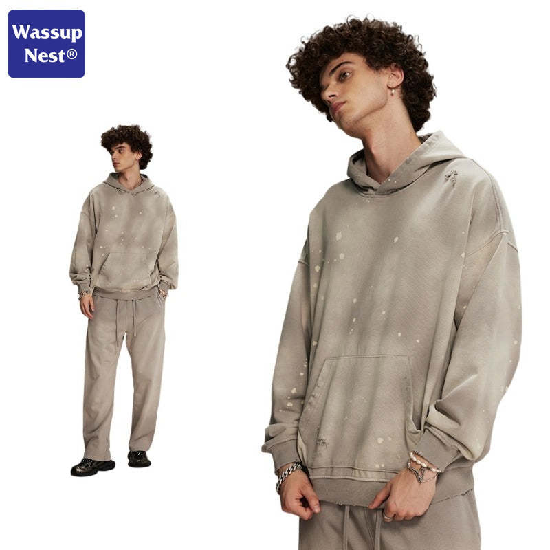 Washed Splattered Ink Ragged Vintage Hoodie WN104ARTIE2532