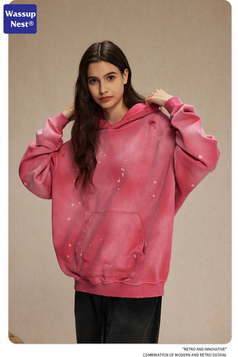 Washed Splattered Ink Ragged Vintage Hoodie WN104ARTIE2532