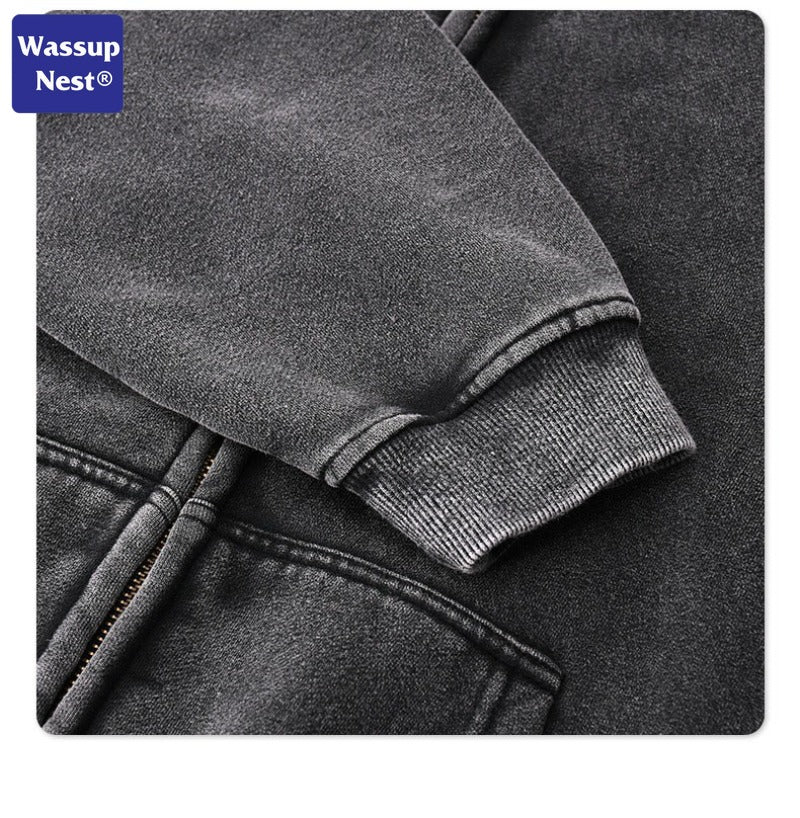 Vintage Washed Double Head Zip Hoodie WN105XJKFLMW-03