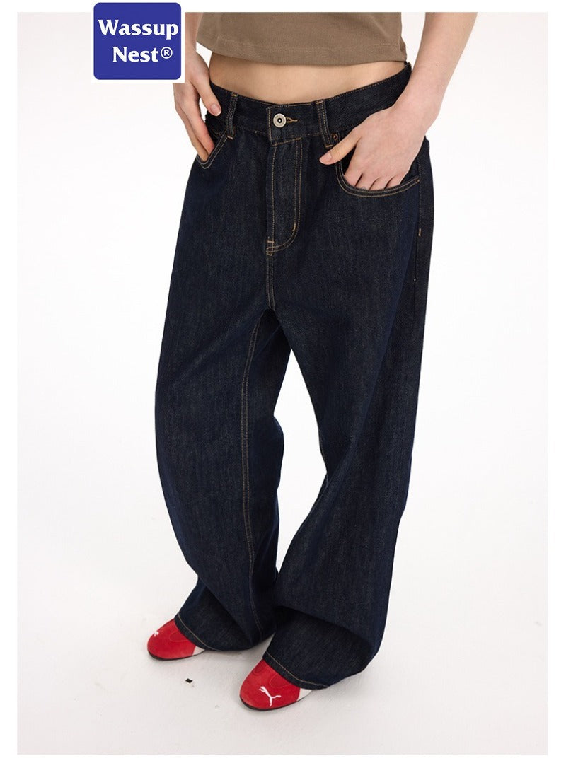 13OZ Navy Original Cow Loose Straight Cleanfit Jeans WN221UNFKZ9689