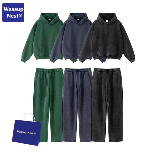 Vintage Washed Basic Hoodie Set WN101BEW85K87