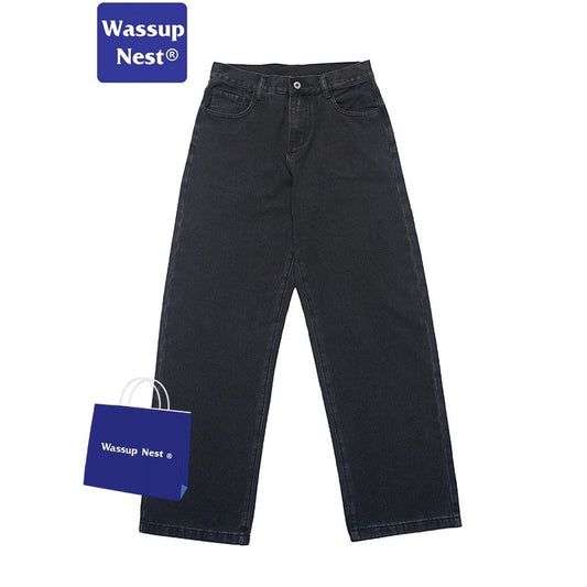 Cleanfit Washed Basic  Black Silhouette Straight Jeans WN215G998