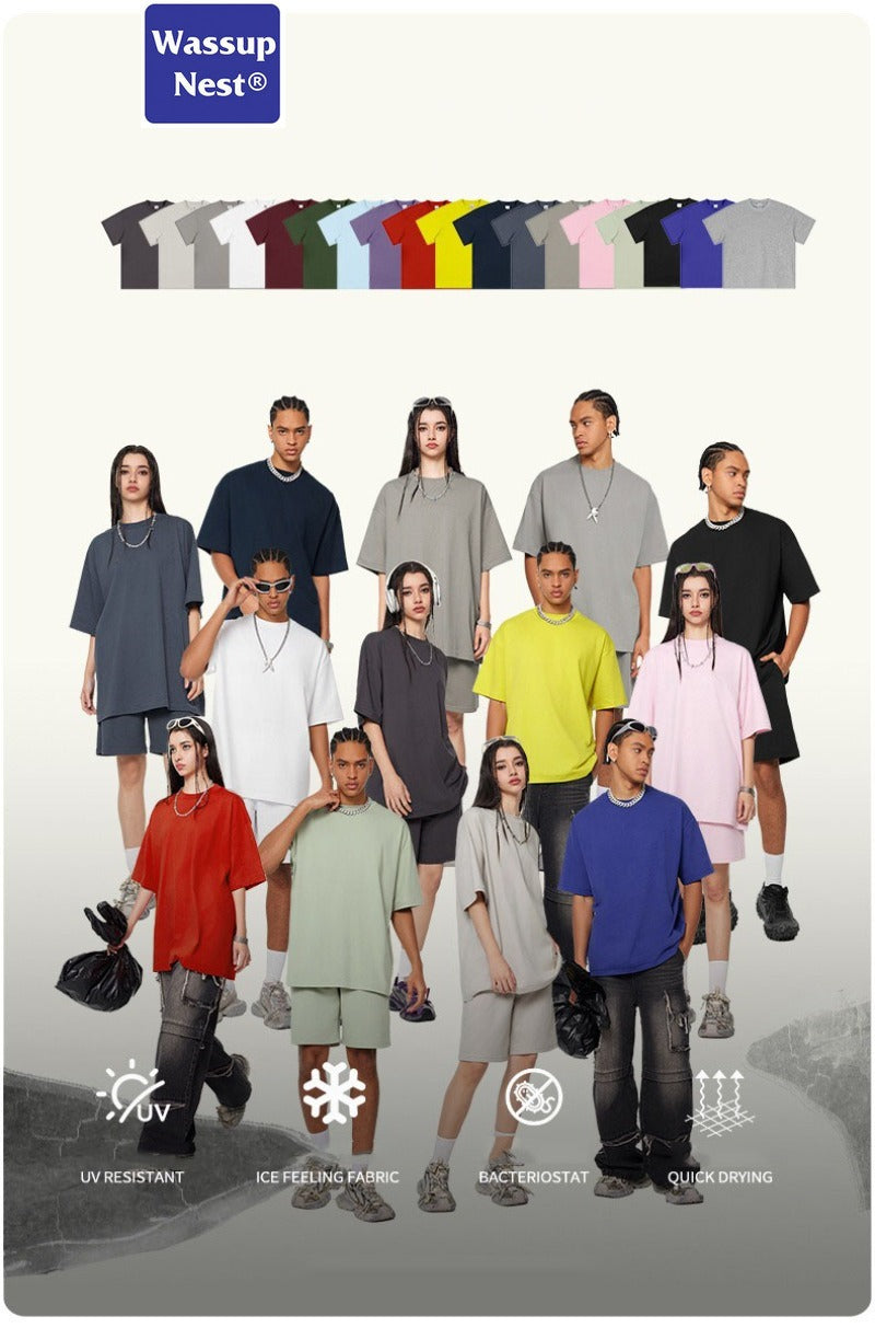 Ba Jia Loose-fitting Cool-feeling Fabric Solid Color Comfortable T-shirt WN004S1923