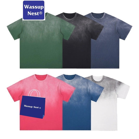 Oversize Heavyweight  Washed Tie-Dye Cotton T-shirt WM204 WN002BLNCGX17