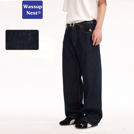 13OZ Navy Original Cow Loose Straight Cleanfit Jeans WN221UNFKZ9689