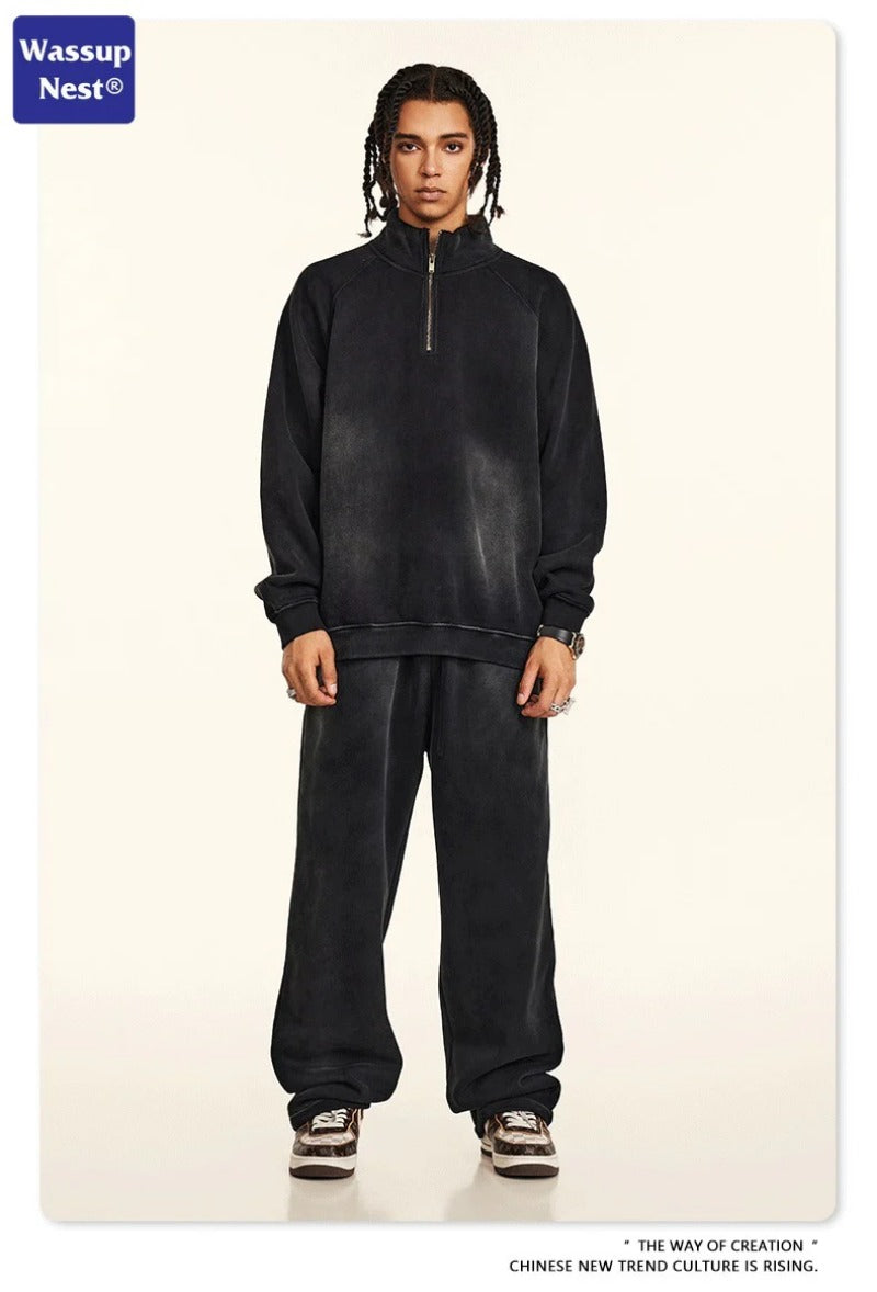 Cleanfit Monkey Washed Half-zip Hoodie Set WN109BEW30K29