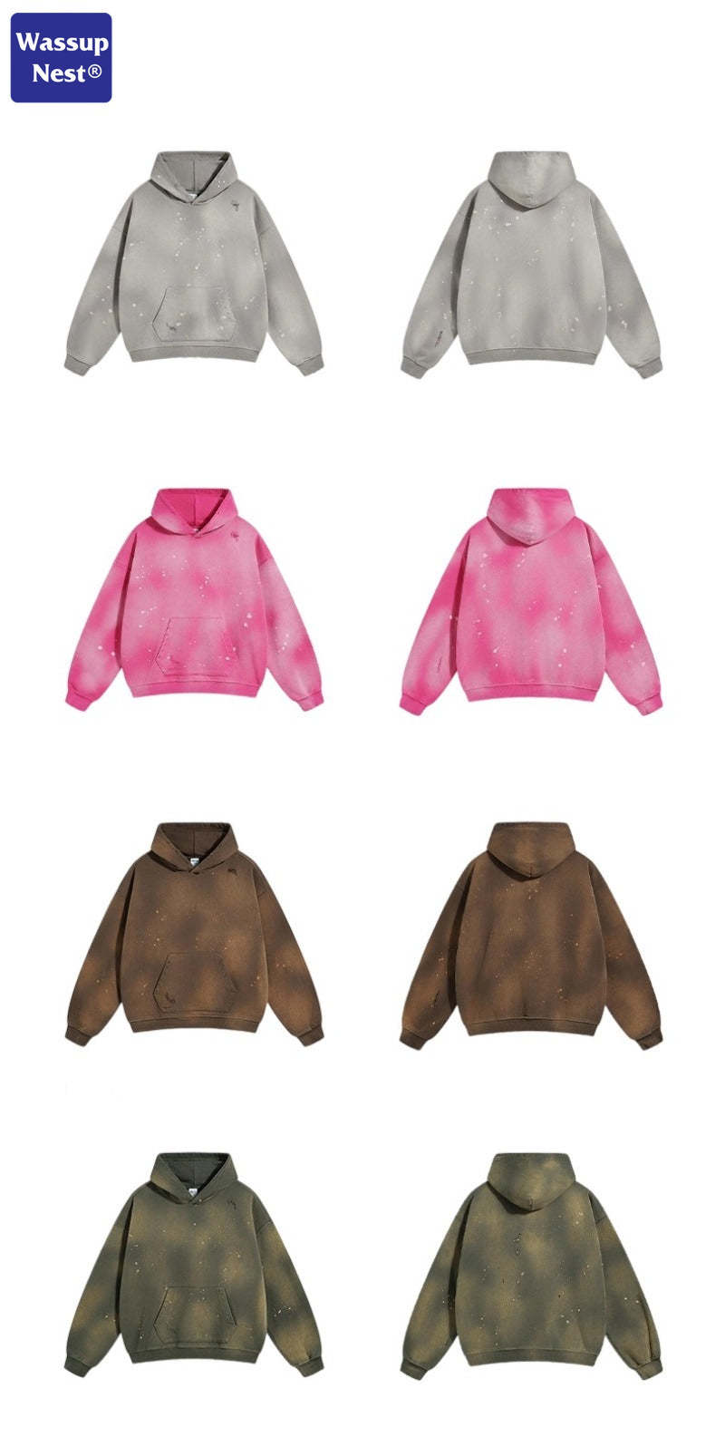Washed Splattered Ink Ragged  Vintage Hoodie WN104ARTIE2532