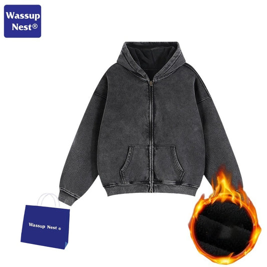 Vintage Washed Double Head Zip Hoodie WN105XJKFLMW-03