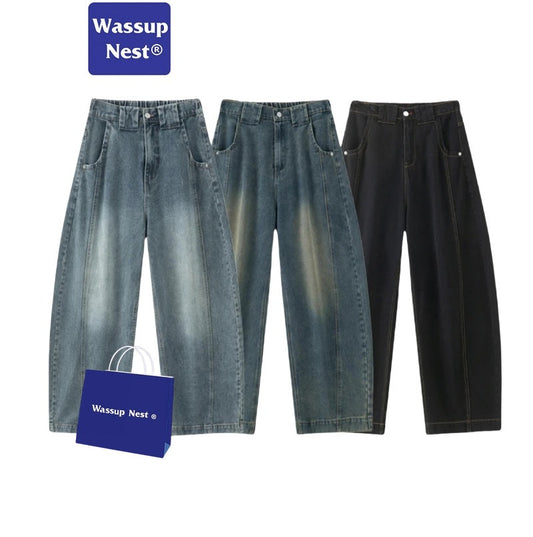 Retro Washed Old Craft Oversize Scimitar-silhouette Jeans WN225HOTRULES